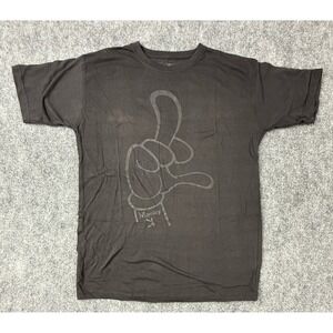 Vintage Jordan Craig Black Graphic T Shirt Mens L Grey Finger Hand Print Cotton‎